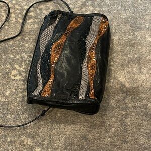 Stylish Carlos Falchi black, Brown and grey Women's Bag with real skins